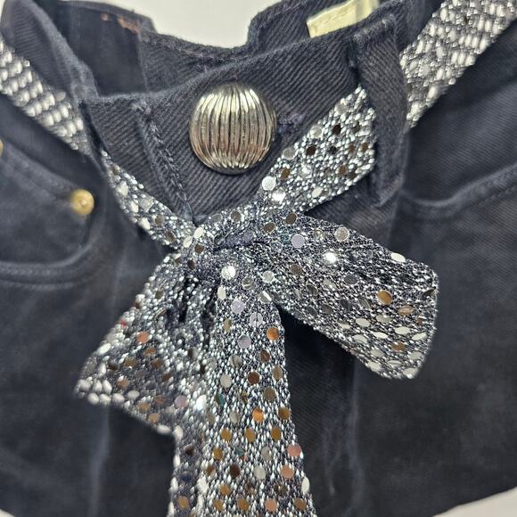 Eddie Bauer Recycled Black Denim Jeans Crossbody Hobo Bohemian Handbag - Picture 5 of 14